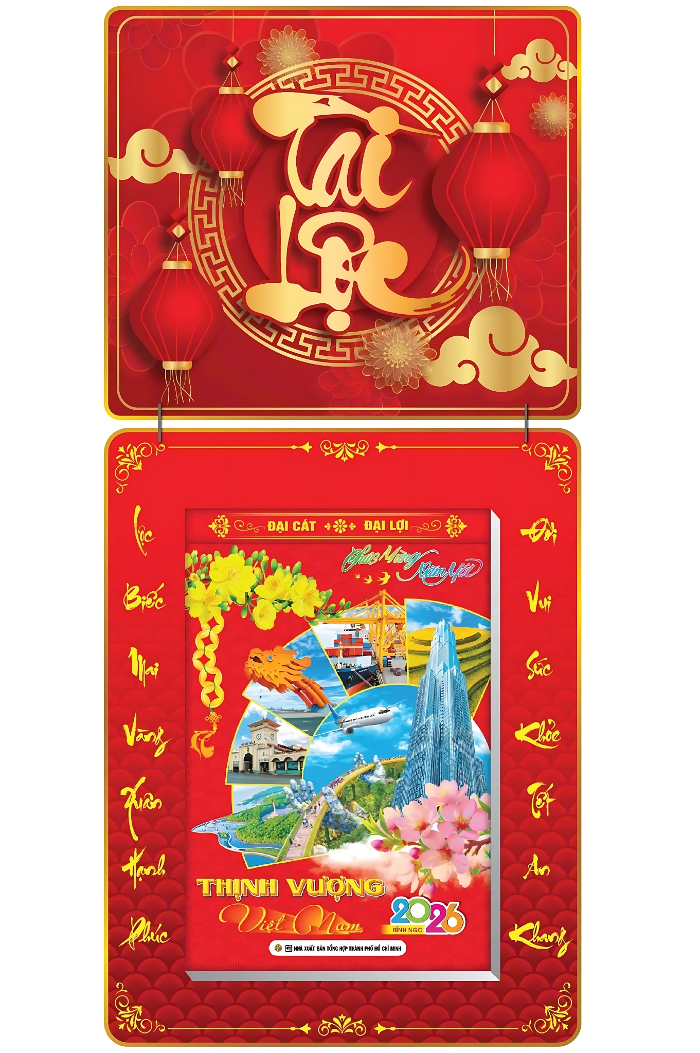 Lịch Bloc 2026 (20×30 cm) Siêu Đại – Chữ Tài Lộc Trọn Bộ Đầu Treo Laminate