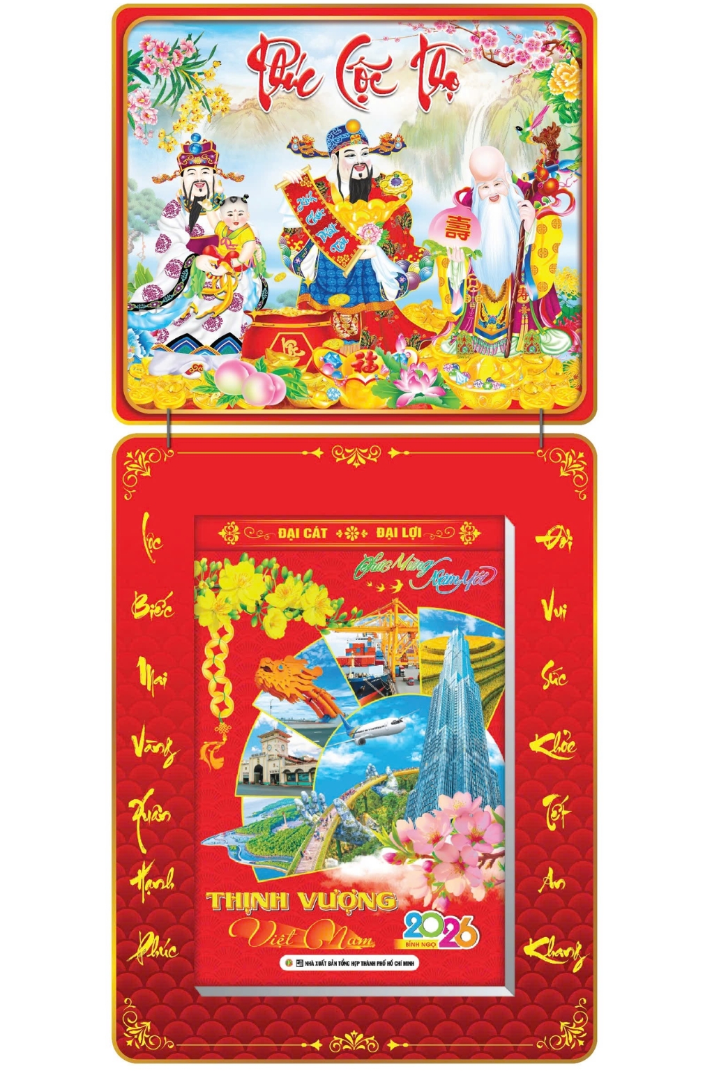 Lịch Bloc 2026 (20×30 cm) Siêu Đại – Phúc Lộc Thọ Trọn Bộ Đầu Treo Laminate
