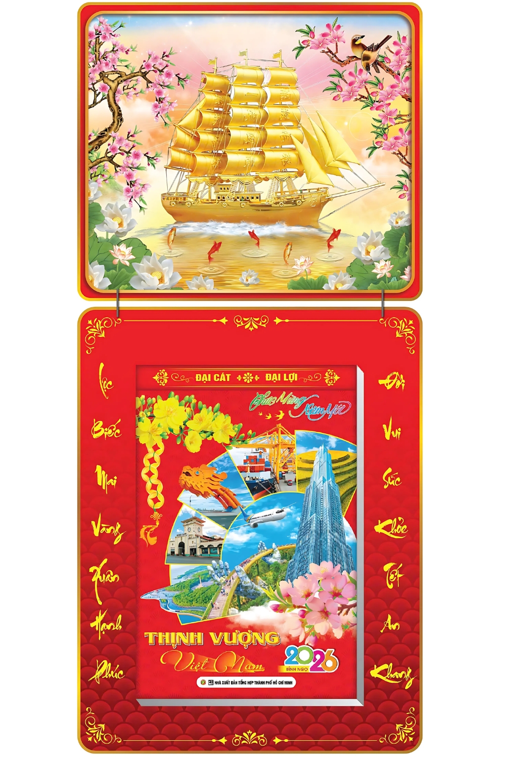 Lịch Bloc 2026 (20×30 cm) Siêu Đại – Thuận Buồm Xuôi Gió Trọn Bộ Đầu Treo Laminate