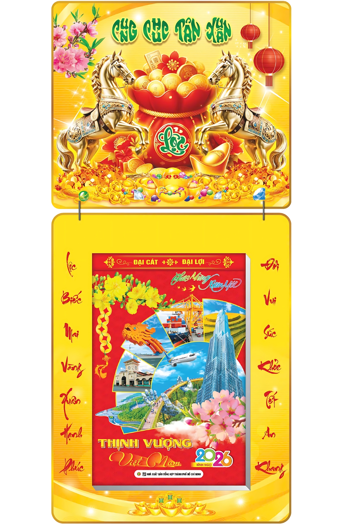 Lịch Bloc 2026 (20×30 cm) Siêu Đại – Túi Tài Lộc Trọn Bộ Đầu Treo Laminate