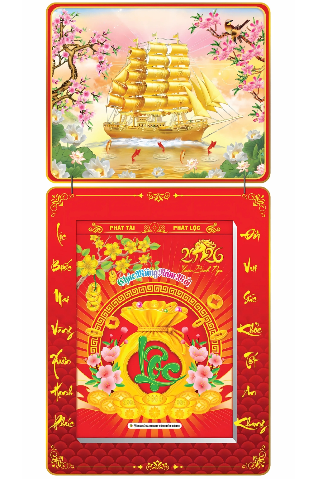 Lịch Bloc 2026 (25×35 cm) Cực Đại – Thuận Buồm Xuôi Gió Trọn Bộ Đầu Treo Laminate