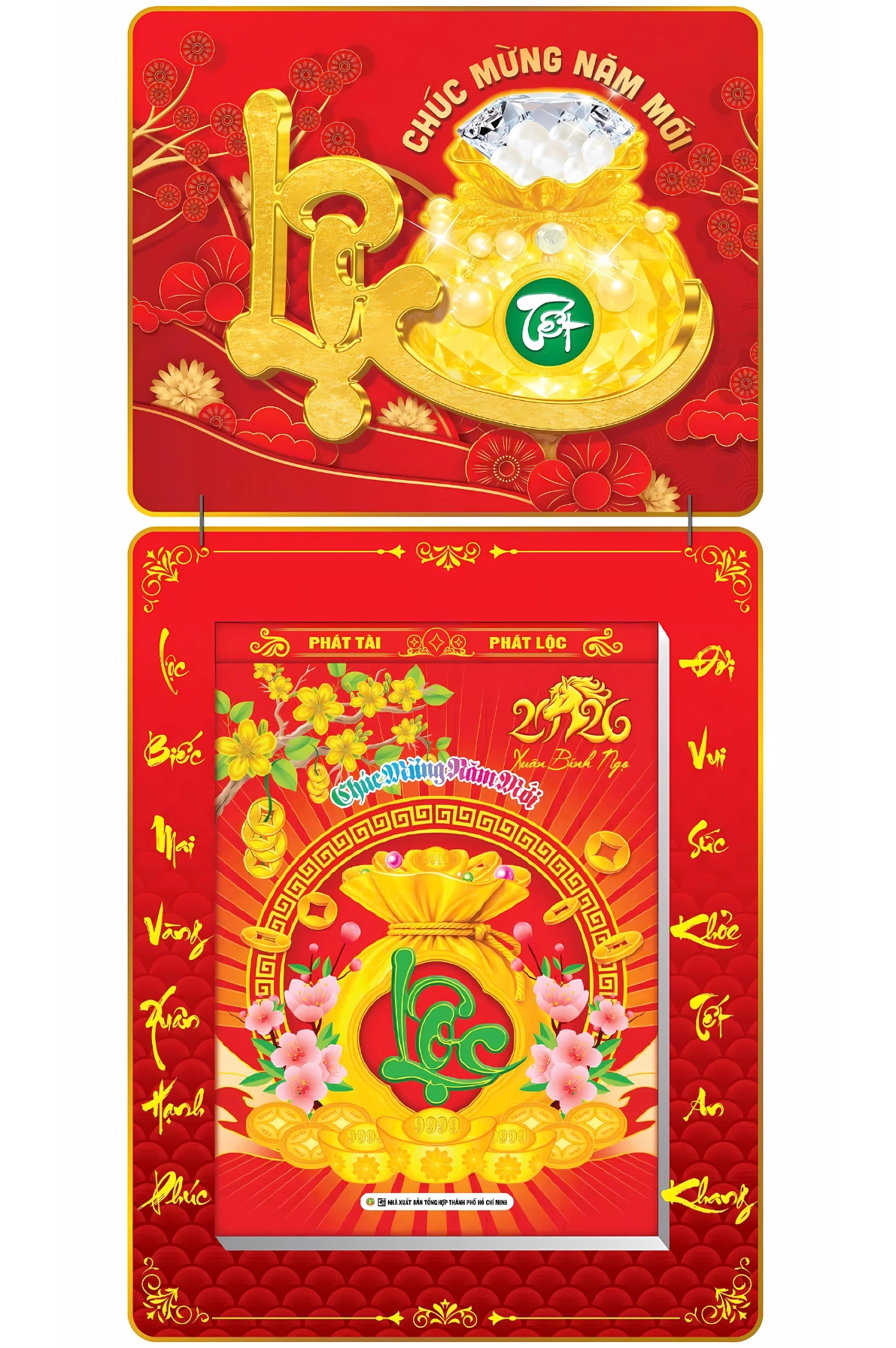 Lịch Bloc 2026 (25×35 cm) Cực Đại – Túi Tiền Trọn Bộ Đầu Treo Laminate