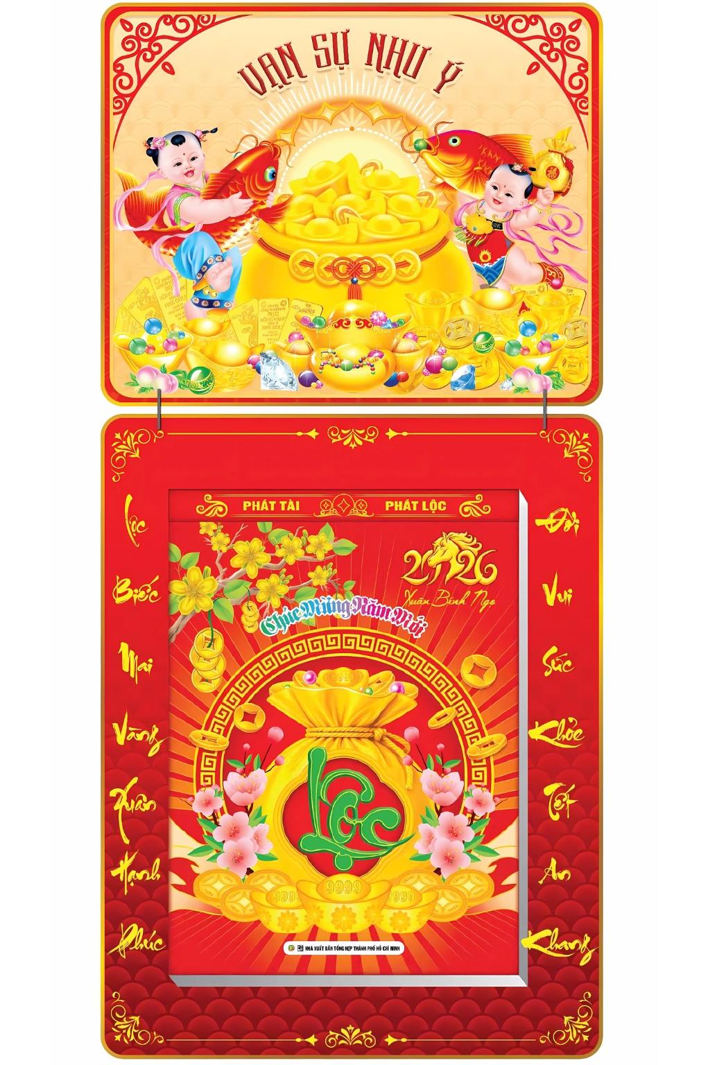 Lịch Bloc 2026 (25×35 cm) Cực Đại – Vạn Sự Như Ý 02 Trọn Bộ Đầu Treo Laminate