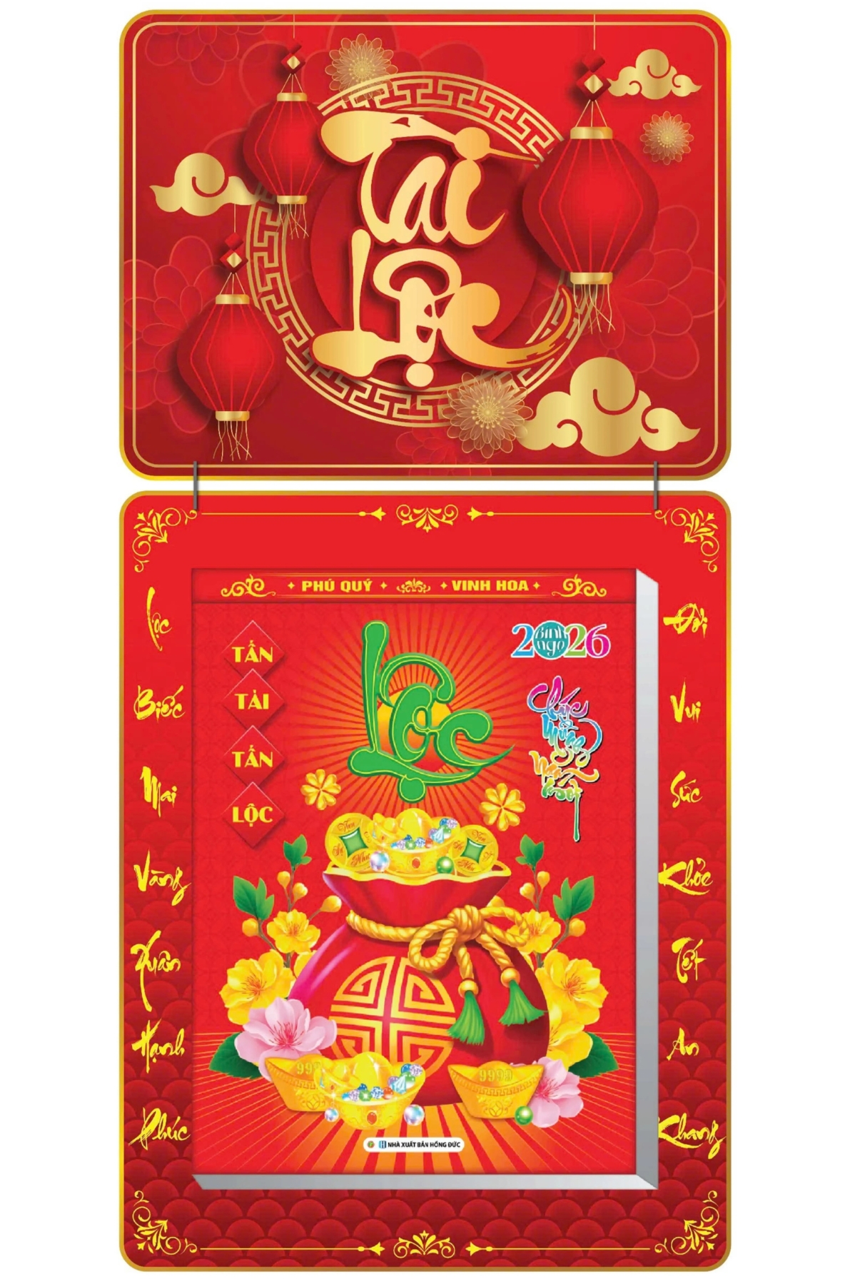 Lịch Bloc 2026 (30×40 cm) Siêu Cực Đại – Chữ Tài Lộc Trọn Bộ Đầu Treo Laminate