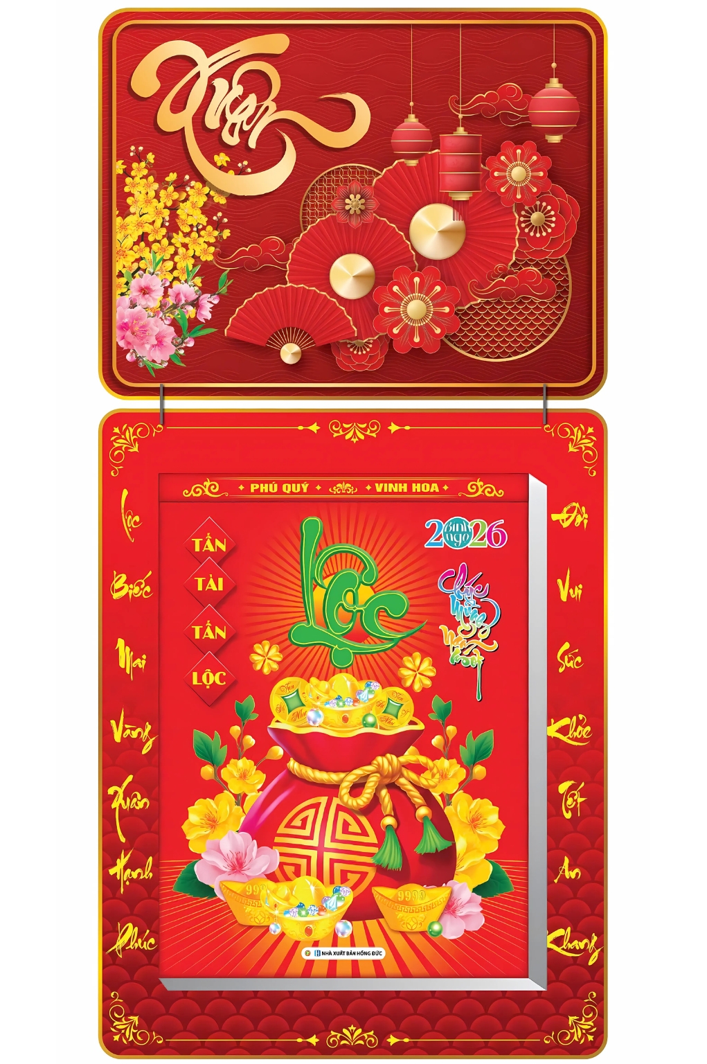 Lịch Bloc 2026 (30×40 cm) Siêu Cực Đại – Chữ Xuân Trọn Bộ Đầu Treo Laminate