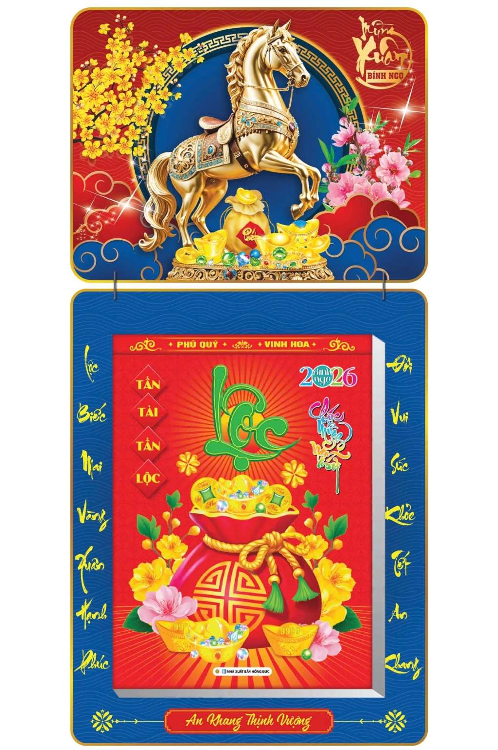 Lịch Bloc 2026 (30×40 cm) Siêu Cực Đại – Mã Đáo Thành Công 02 Trọn Bộ Đầu Treo Laminate