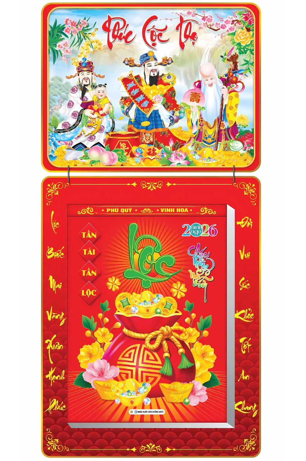 Lịch Bloc 2026 (30×40 cm) Siêu Cực Đại – Phúc Lộc Thọ Trọn Bộ Đầu Treo Laminate