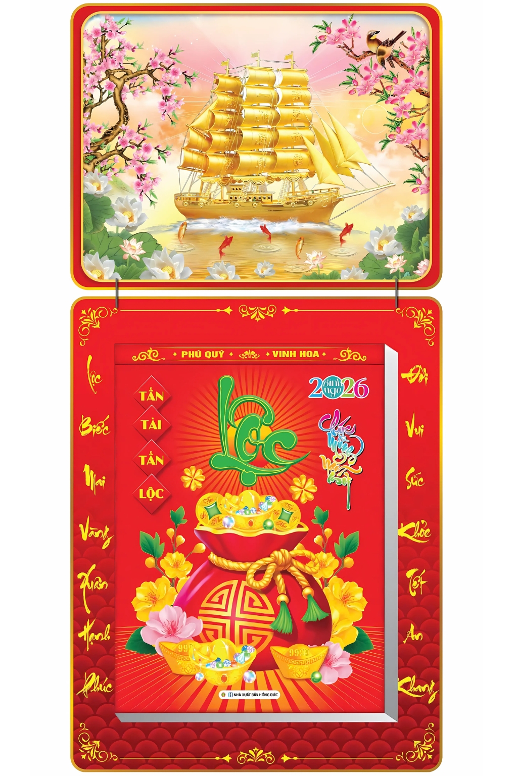 Lịch Bloc 2026 (30×40 cm) Siêu Cực Đại – Thuận Buồm Xuôi Gió Trọn Bộ Đầu Treo Laminate