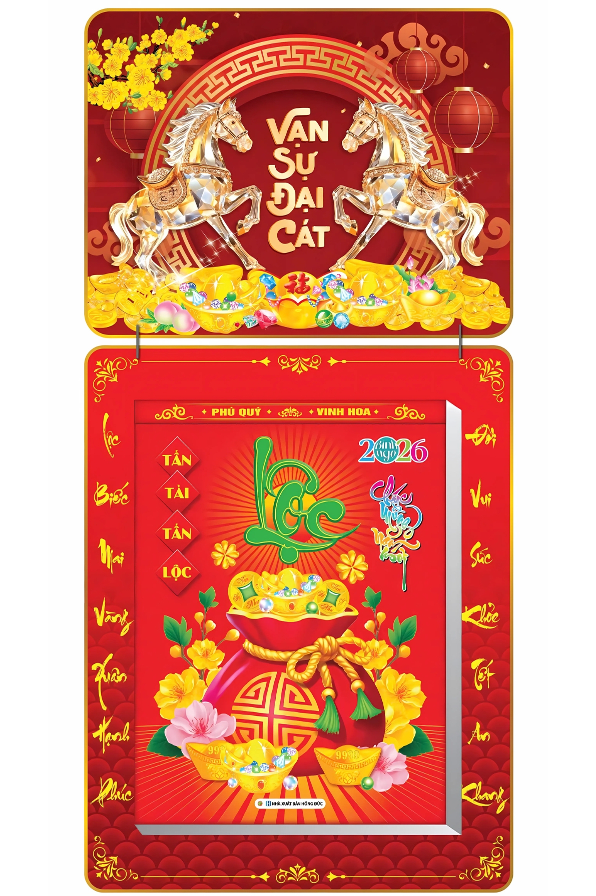Lịch Bloc 2026 (30×40 cm) Siêu Cực Đại – Vạn Sự Đại Cát Trọn Bộ Đầu Treo Laminate