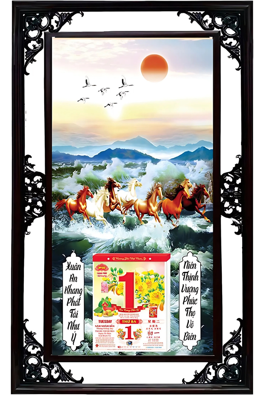 Lịch Cao Cấp 2026 Mã Đáo Thành Công 01 Khung Đôi (50×82 Cm)