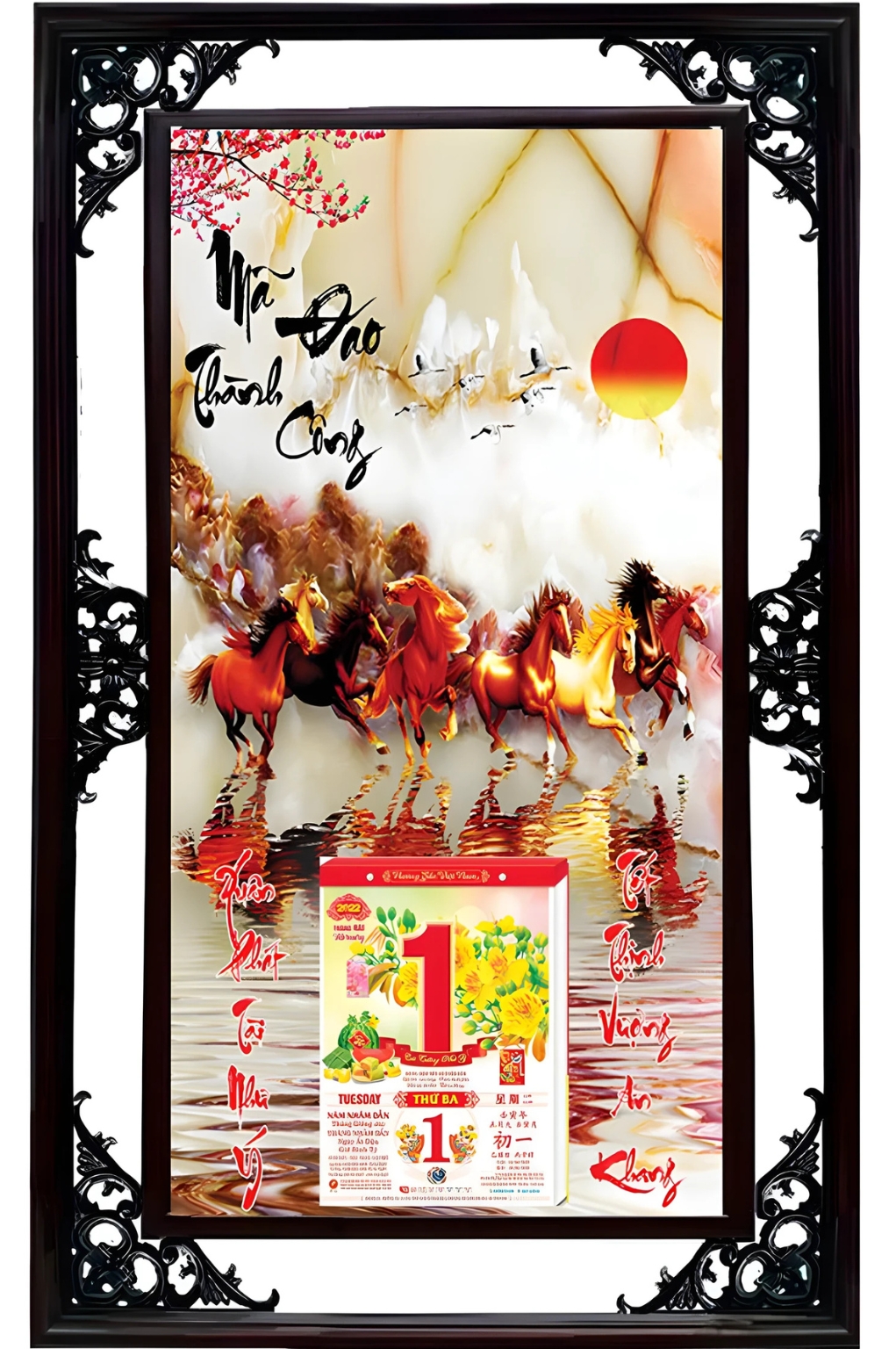 Lịch Cao Cấp 2026 Mã Đáo Thành Công 03 Khung Đôi (50×82 Cm)