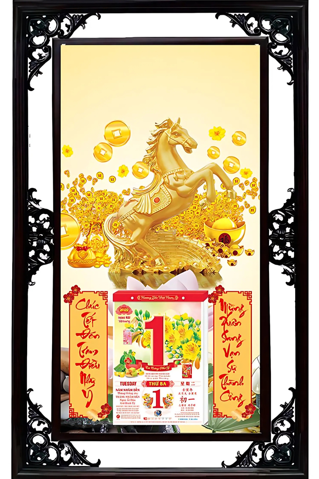 Lịch Cao Cấp 2026 Mã Đáo Thành Công 04 Khung Đôi (50×82 Cm)