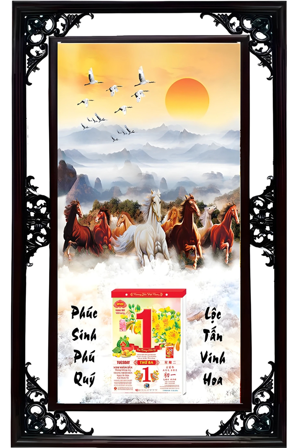 Lịch Cao Cấp 2026 Mã Đáo Thành Công 05 Khung Đôi (50×82 Cm)