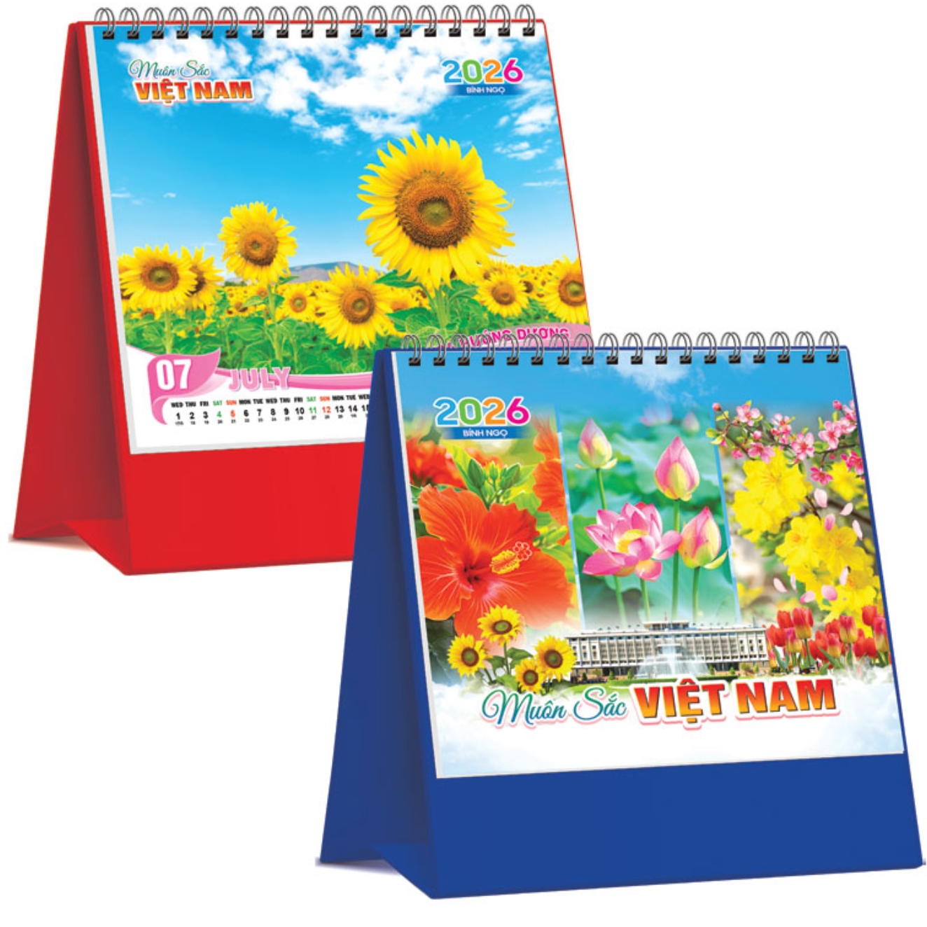 Lịch Để Bàn Đứng 2026 (19 x 17 cm) – Muôn Sắc Việt Nam – NSKV30 (Chọn Đế Xanh Hoặc Đỏ)