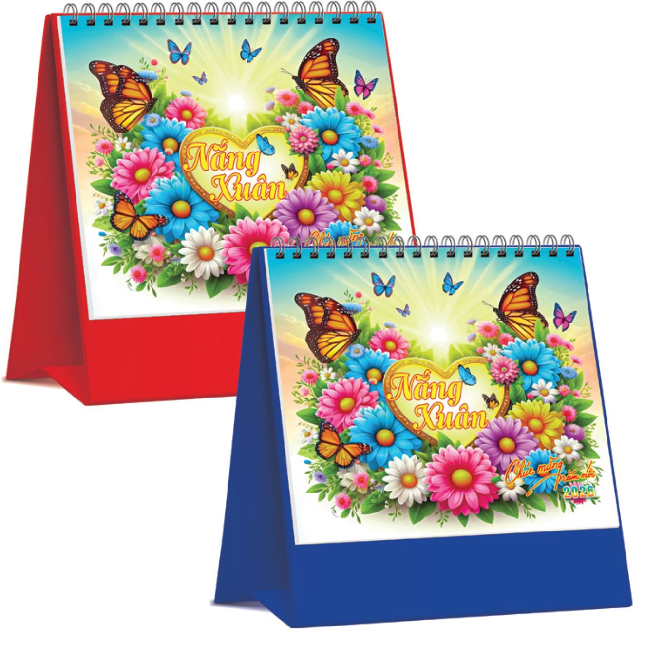 Lịch Để Bàn Đứng 2026 (19 x 17 cm) – Nắng Xuân – NSKV25 (Chọn Đế Xanh Hoặc Đỏ)