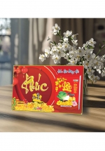 Lịch Để Bàn Ngang 2025 (20 x 30 cm) Viền Vàng Tráng Gương – Phúc Như Đông Hải – Gắn Bloc 10.5 x 14.5 cm