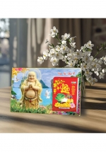 Lịch Để Bàn Ngang 2025 (20 x 30 cm) Viền Vàng Tráng Gương – Vạn Sự Như Ý – Gắn Bloc 10.5 x 14.5 cm