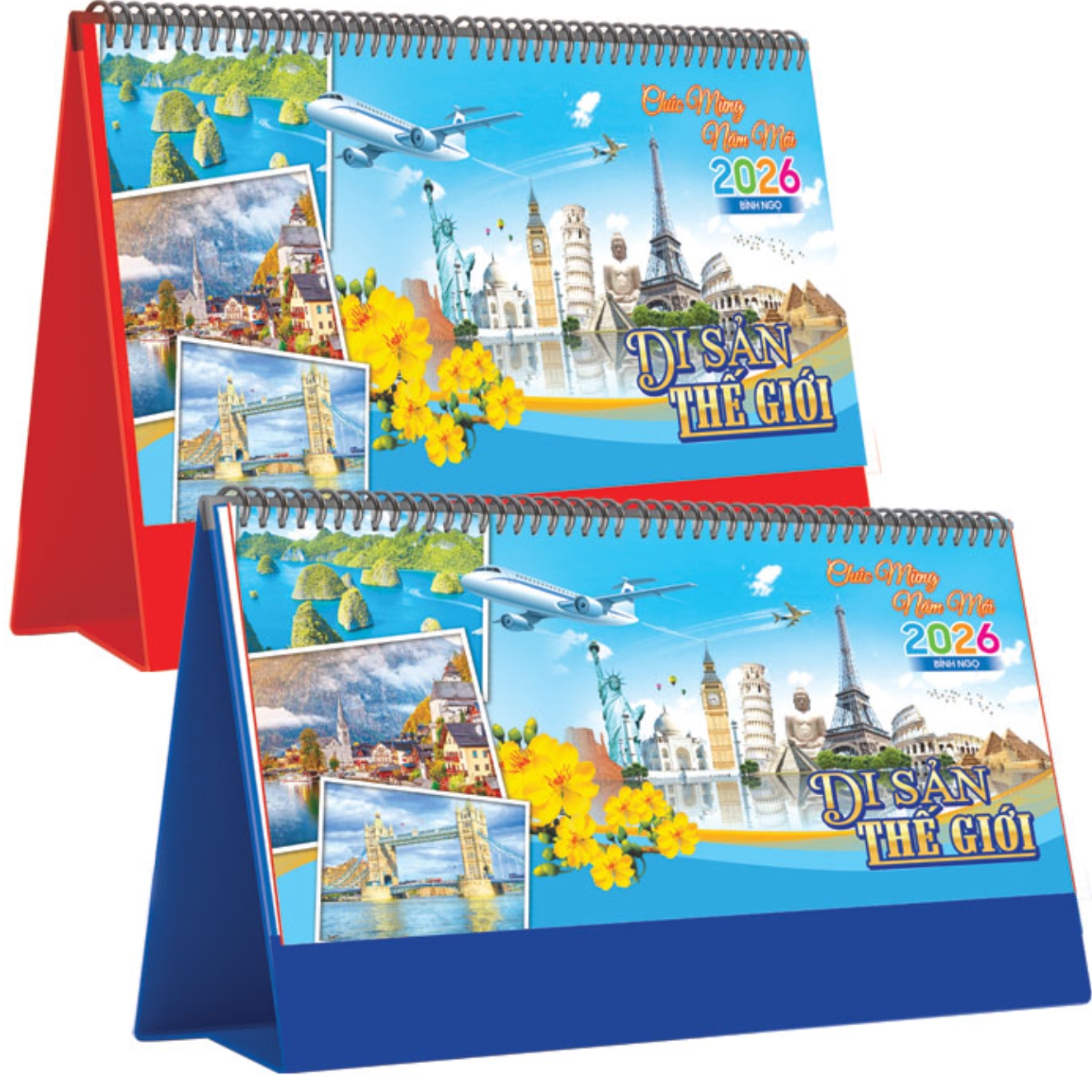 Lịch Để Bàn Ngang 2026 (25 x 12 cm) – Di Sản Thế Giới – NSKV16A (Chọn Đế Xanh Hoặc Đỏ)