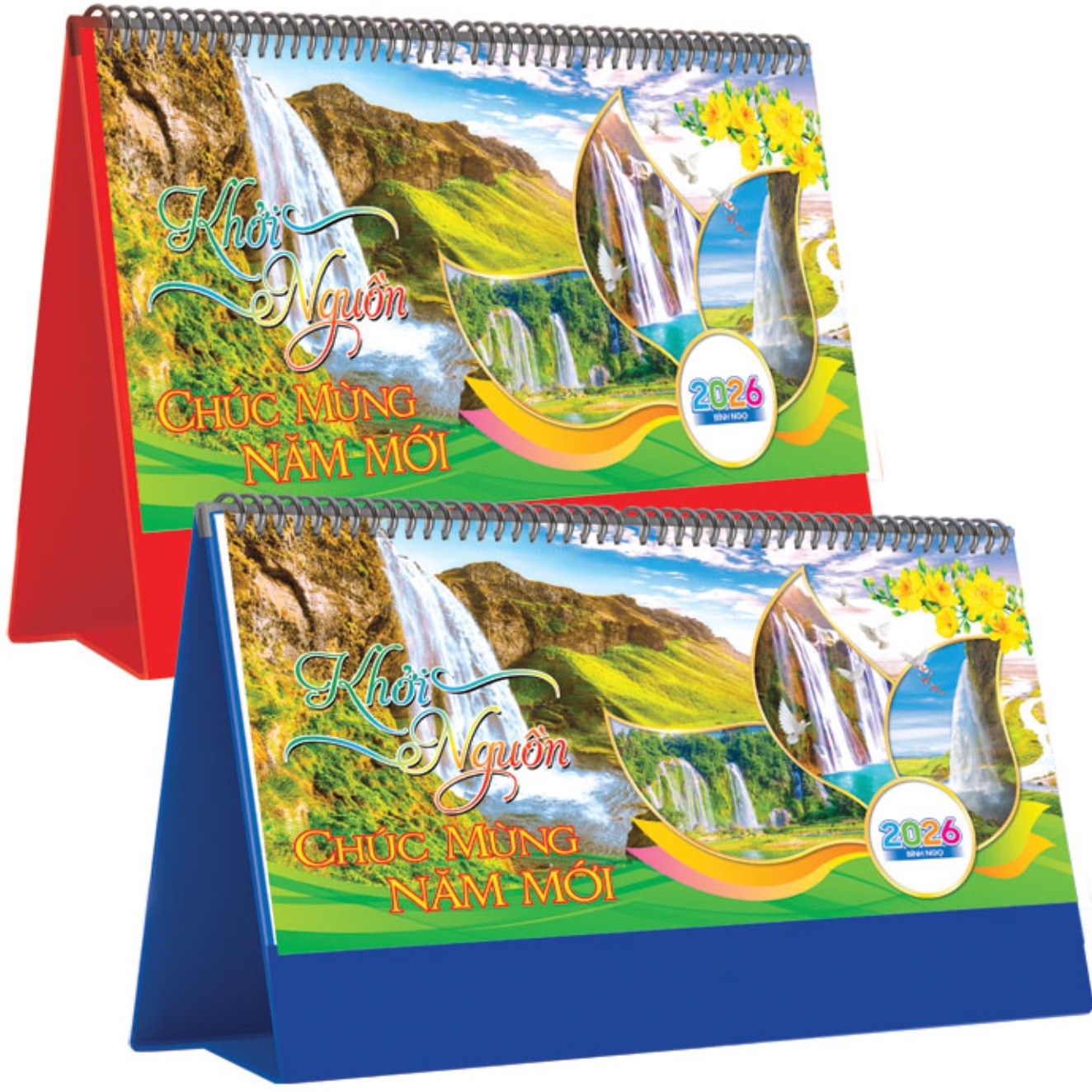 Lịch Để Bàn Ngang 2026 (25 x 12 cm) – Khởi Nguồn – NSKV18A (Chọn Đế Xanh Hoặc Đỏ)