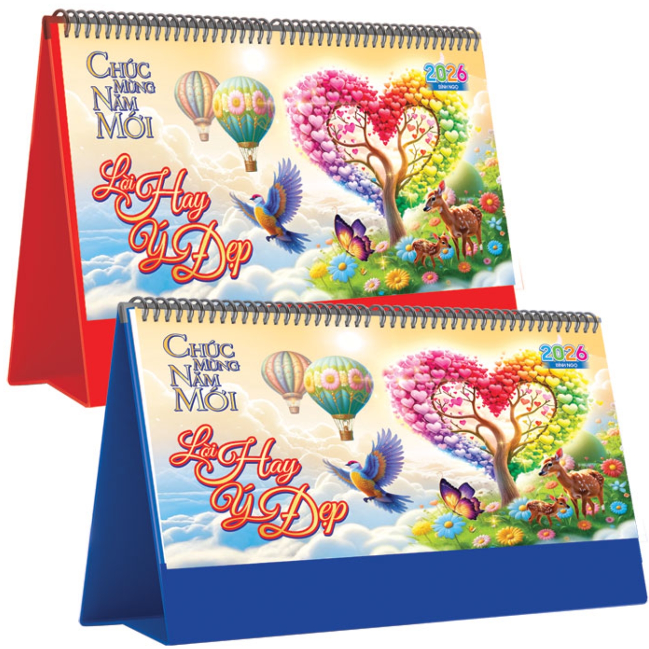 Lịch Để Bàn Ngang 2026 (25 x 12 cm) – Lời Hay Ý Đẹp – NSKV19A (Chọn Đế Xanh Hoặc Đỏ)