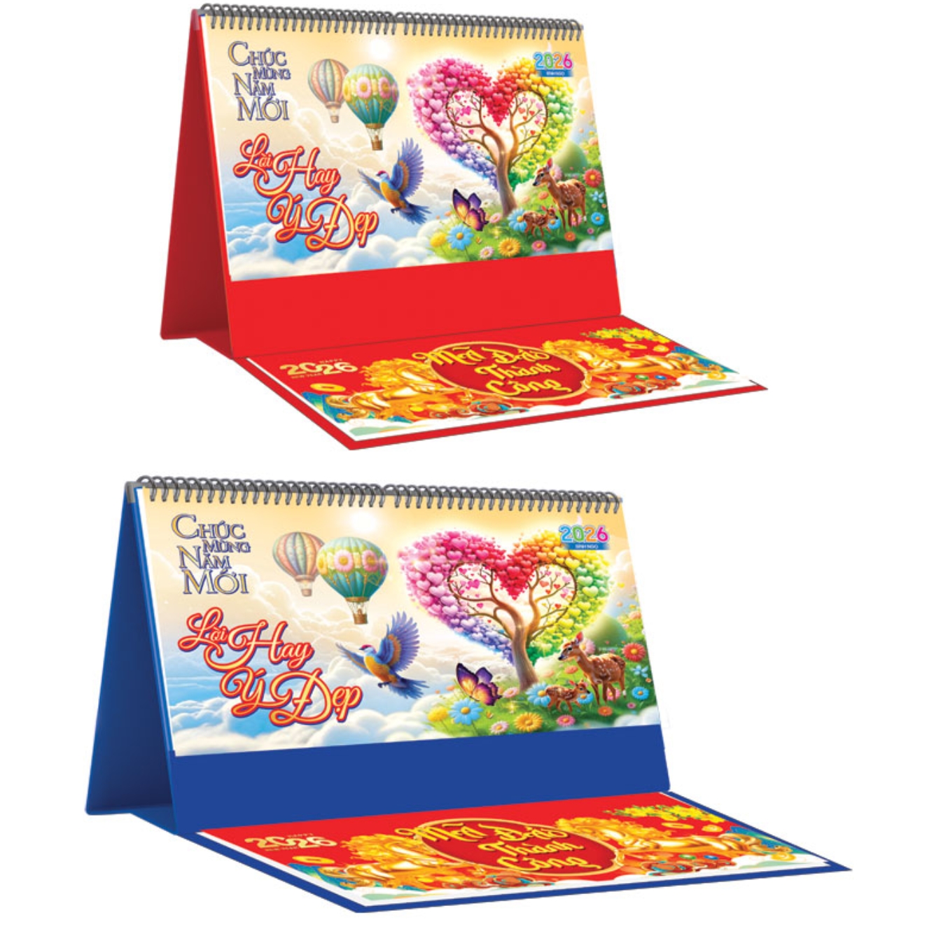 Lịch Để Bàn Ngang 2026 Có Note (25 x 12 cm) – Lời Hay Ý Đẹp – NSKV19B (Chọn Đế Xanh Hoặc Đỏ)