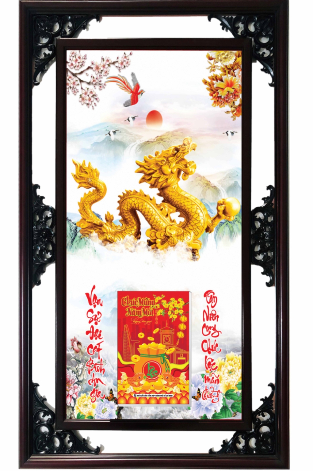 Lịch Gỗ Cao Cấp 2026 Rồng Vàng Khung Đôi (52 x 82 cm) – NS07
