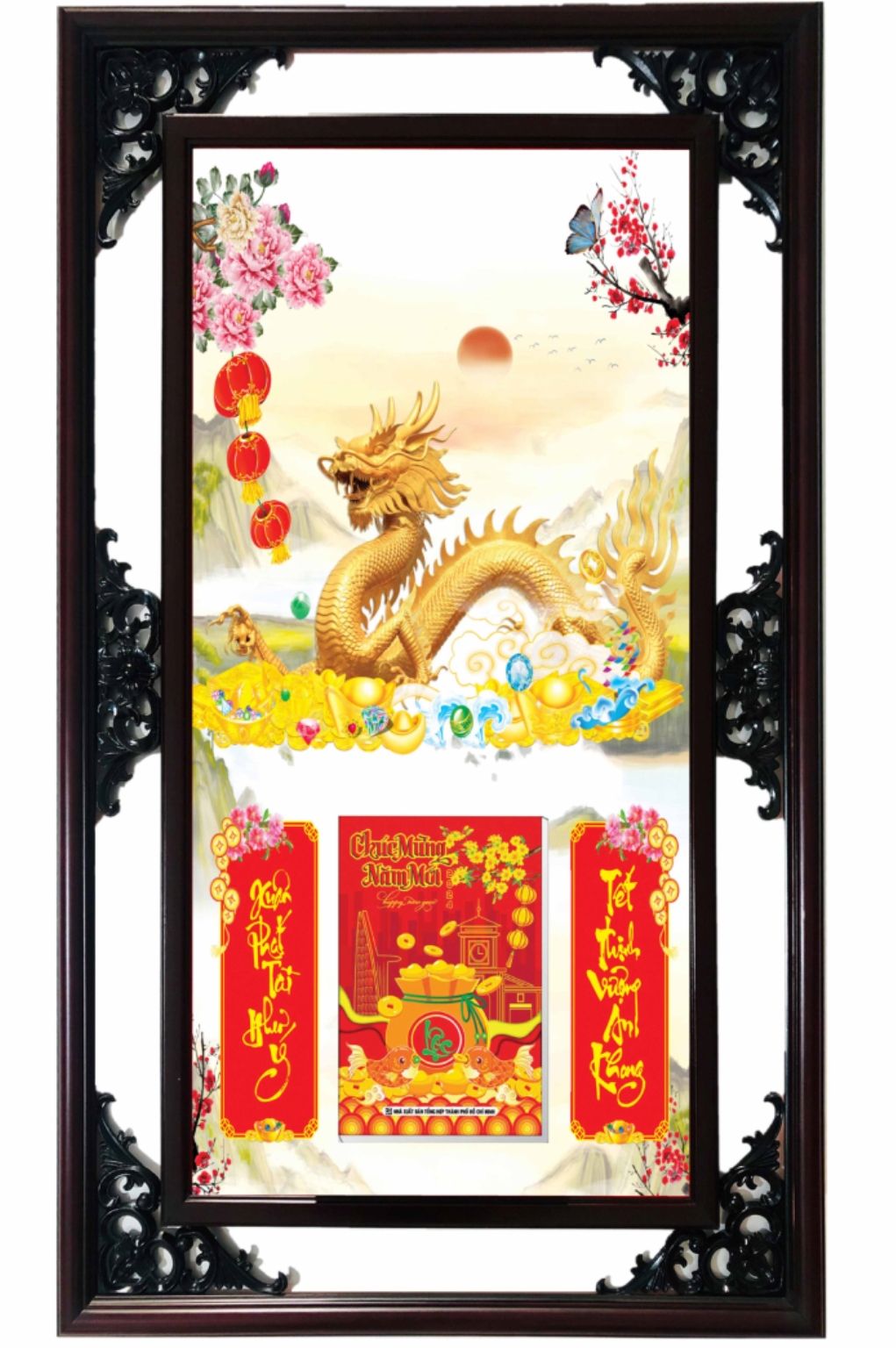 Lịch Gỗ Cao Cấp 2026 Rồng Vàng Khung Đôi (52 x 82 cm) – NS09