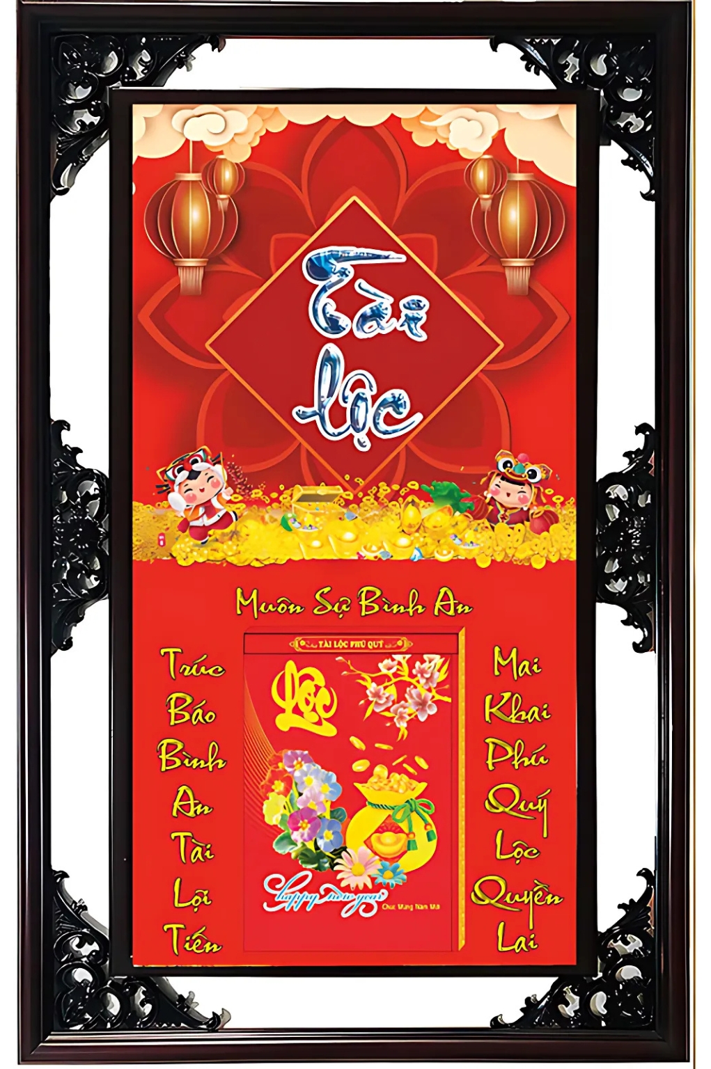 Lịch Gỗ Cao Cấp 2026 Tài Lộc Khung Đôi (52 x 82 cm) – NS11