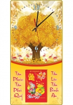 Lịch Gỗ Đồng Hồ Laminate Tráng Gương Bọc Viền Cao Cấp 2025 (40 x 80 cm) – Cây Kim Tiền – NSDH02