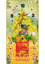 Lịch Gỗ Đồng Hồ Treo Tường Laminate Tráng Gương Bọc Viền Cao Cấp 2025 (39 x 79 cm) – Mai Khai Ngũ Phúc (NSDH20)