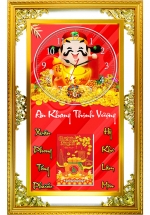 Lịch Gỗ Phù Điêu Đồng Hồ Cao Cấp Khung Đôi Vàng 2025 (56 x 88 cm) – An Khang Thịnh Vượng (NSDH07)