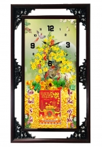Lịch Gỗ Tết 2025 Phù Điêu Đồng Hồ – Cây Mai Vàng (52 x 82 cm) – NSDH17