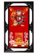 Lịch Gỗ Tết 2025 Phù Điêu Đồng Hồ – Ông Thần Tài (52 x 82 cm) – NSDH15