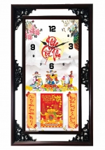 Lịch Gỗ Tết 2025 Phù Điêu Đồng Hồ – Phúc Lộc Thọ (52 x 82 cm) – NSDH03
