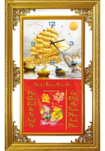 Lịch Gỗ Tết 2025 Phù Điêu Đồng Hồ Khung Đôi Vàng (56 x 88 cm) – Thuận Buồm Xuôi Gió – NSDH05