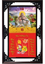Lịch Gỗ Tết 2025 Phù Điêu Đồng Hồ – Phật Di Lặc (52 x 82 cm) – NSDH01