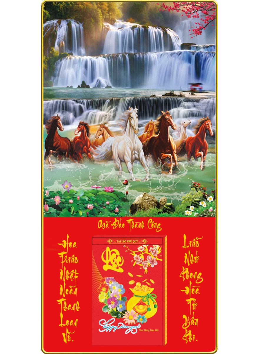 Lịch Gỗ Treo Tường Laminate Tráng Gương 2026 (40 x 80 cm) Bọc Viền Cao Cấp – Mã Đáo Thành Công (NS08)