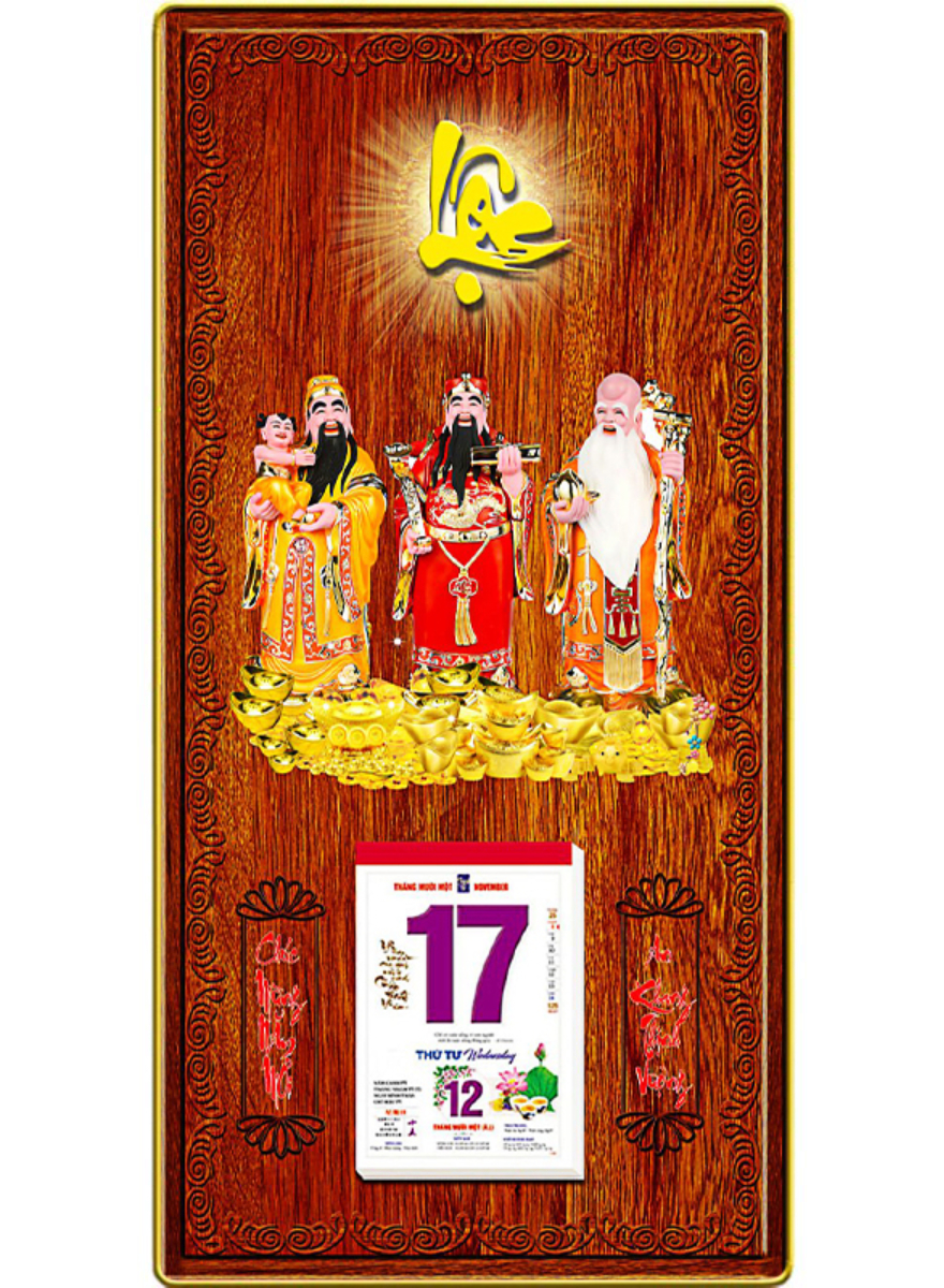 Lịch Gỗ Treo Tường Laminate Tráng Gương 2026 (40 x 80 cm) Bọc Viền Cao Cấp – Phúc Lộc Thọ