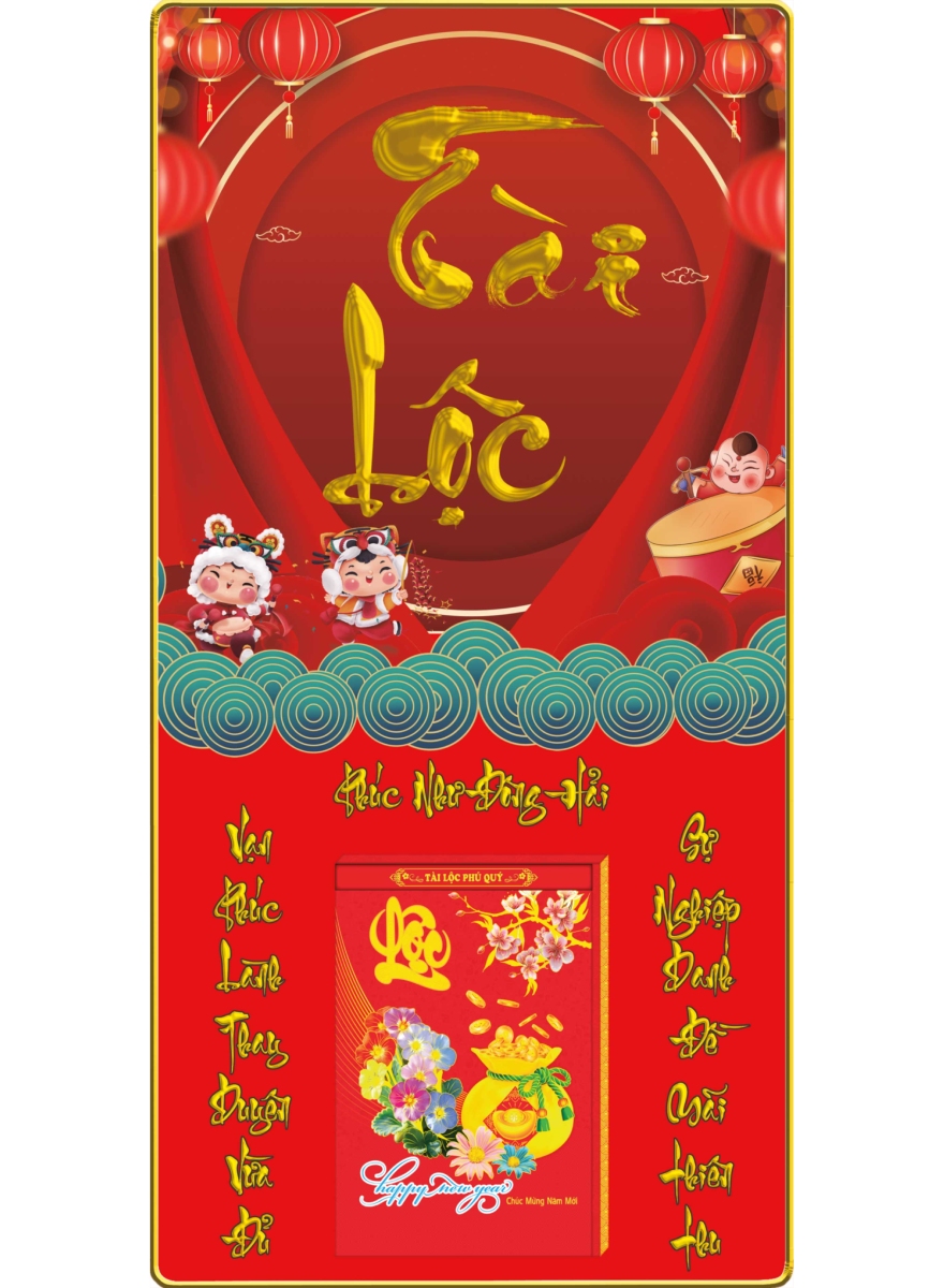 Lịch Gỗ Treo Tường Laminate Tráng Gương 2026 (40 x 80 cm) Bọc Viền Cao Cấp – Tài Lộc (NS11)