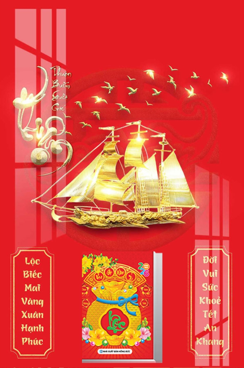 Lịch Gỗ Treo Tường Tráng Gương Laminate Cao Cấp 2026 – Thuận Buồm Xuôi Gió