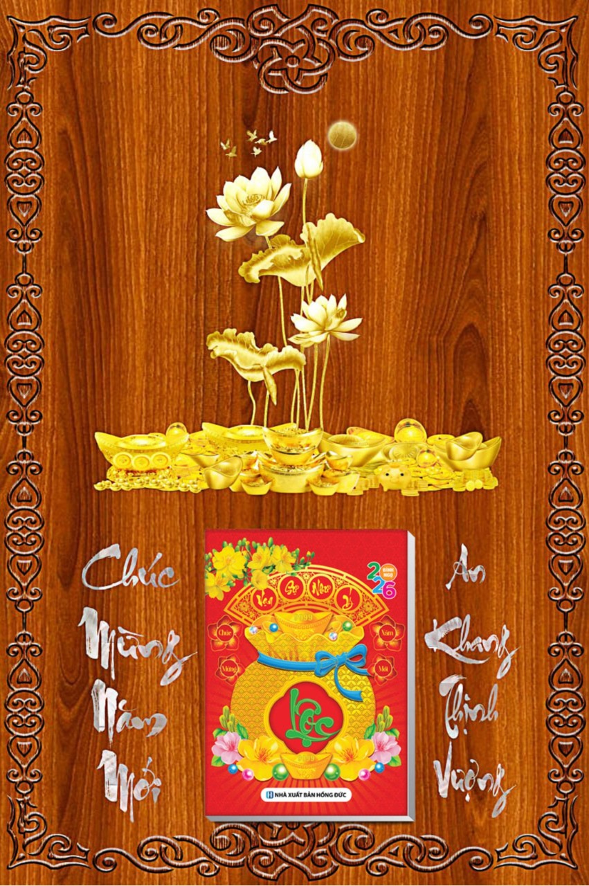 Lịch Hoa Sen Vàng – Lịch Treo Tường Laminate Tráng Gương 2026 (40×60 cm)