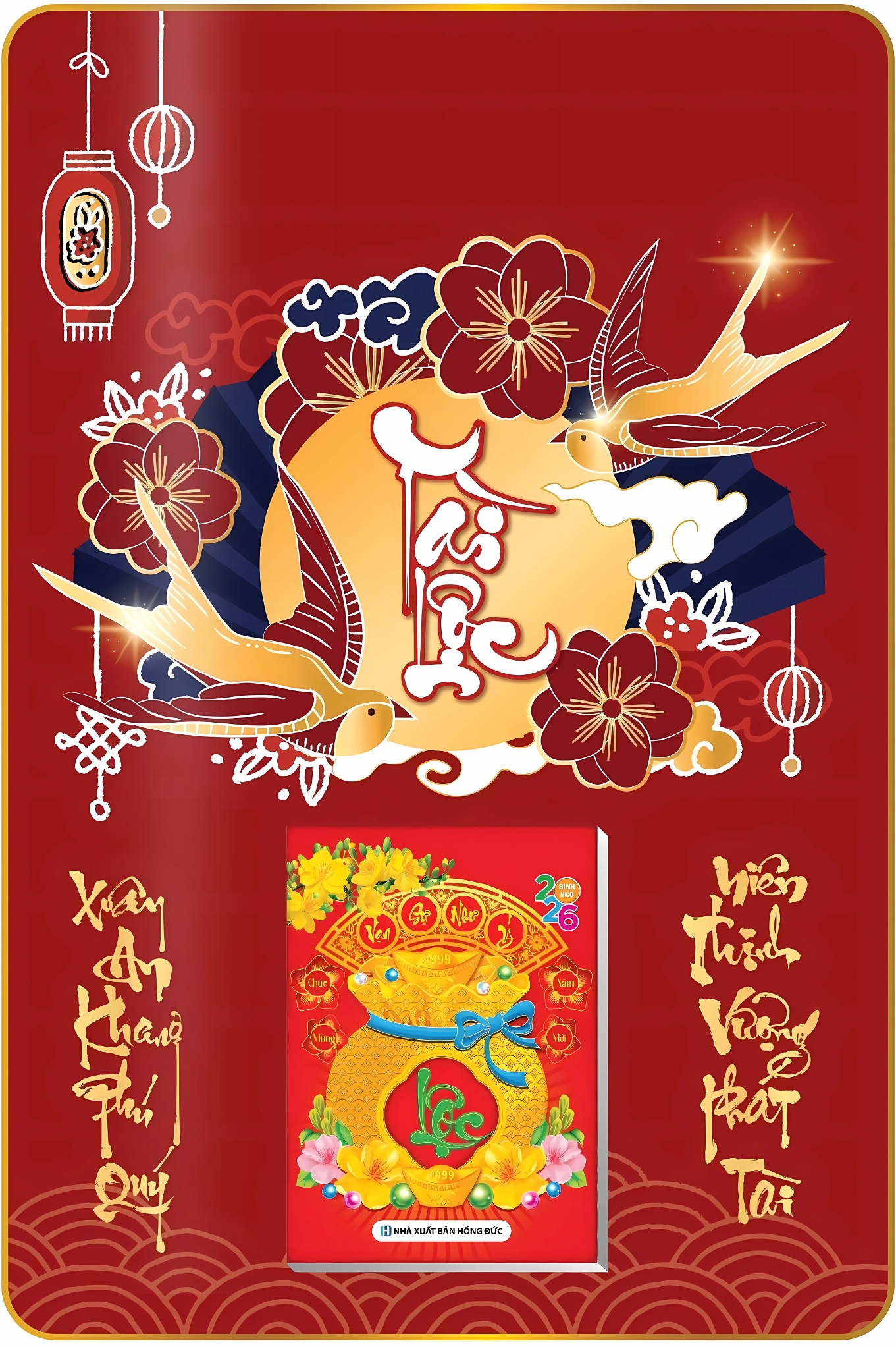 Mẫu Chữ Tài Lộc – Lịch Treo Tường Laminate Tráng Gương 2026 (40×60 cm)