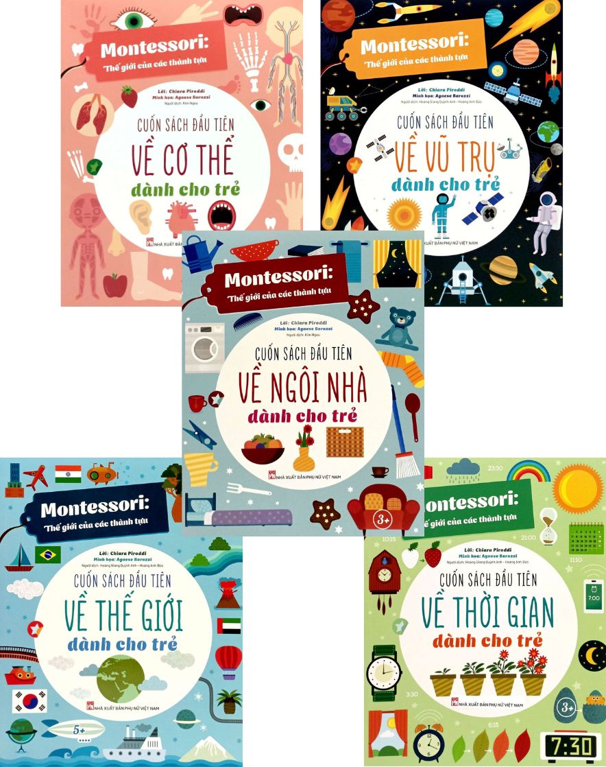 Combo Montessori Thế Giới Của Các Thành  – Cuốn sách đầu tiên về Cơ Thể, Vũ Trụ, Thế Giới, Thời gian, Ngôi Nhà (Bộ 5 Cuốn)