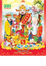 Lịch Nẹp Thiếc 5 Tờ 2023 (45 x 70 cm) – Phúc Lộc Thọ – NSH97