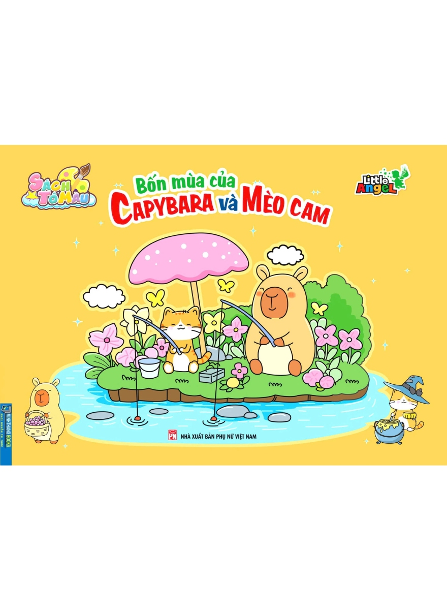 Sách Tô Màu Chữa Lành – Bốn Mùa Của Capybara Và Mèo Cam
