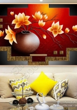 Tranh 3D Bình Hoa Trang Trí Tường – NS1140