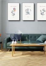 Tranh Canvas Treo Tường Ba Chú Gấu Trúc Đáng Yêu