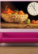 Tranh Đồng Hồ Giỏ Hoa Quả (40x60cm)