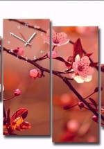 Tranh Đồng Hồ Hoa Đào Cách Điệu 3