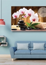 Tranh Đồng Hồ Hoa Lan Trắng Size 1 Tấm (40x60cm)